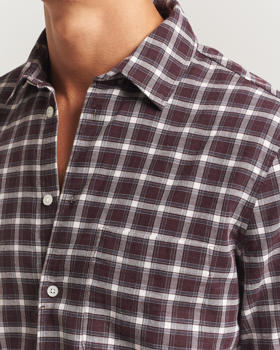 Hombres | Camisas | Samsøe Samsøe | Liam Brushed Cotton Checked Shirt Raisin
