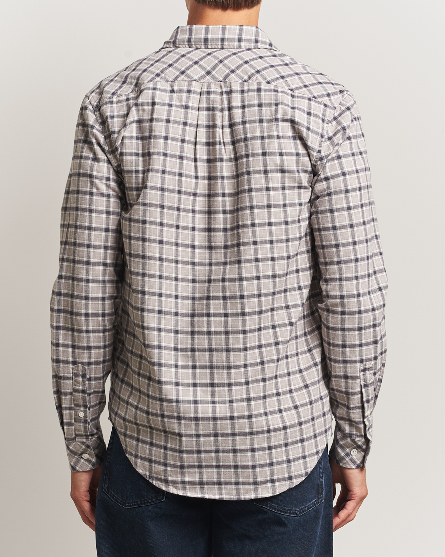 Hombres | Camisas | Samsøe Samsøe | Liam Brushed Cotton Checked Shirt Elephant Skin