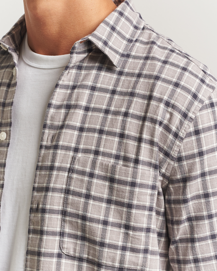 Hombres | Camisas | Samsøe Samsøe | Liam Brushed Cotton Checked Shirt Elephant Skin