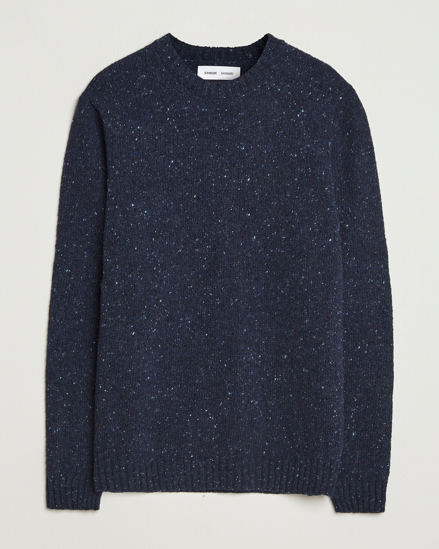 Hombres | Jerséis y prendas de punto | Samsøe Samsøe | Nataniel Donegal Knitted Crew Neck Salute Navy