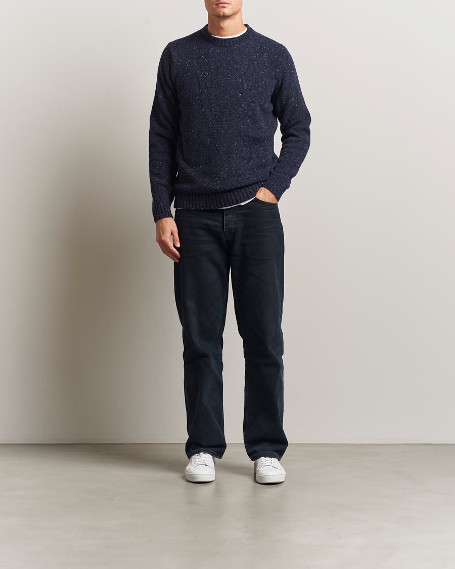 Hombres | Jerséis y prendas de punto | Samsøe Samsøe | Nataniel Donegal Knitted Crew Neck Salute Navy