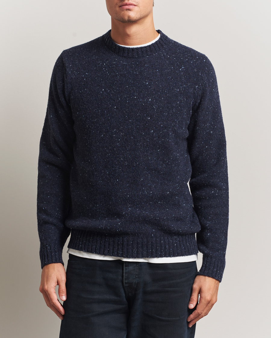 Hombres | Jerséis y prendas de punto | Samsøe Samsøe | Nataniel Donegal Knitted Crew Neck Salute Navy