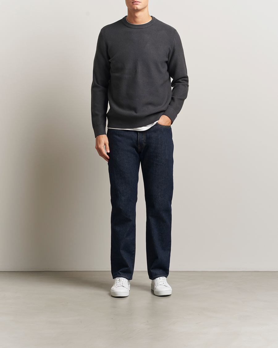 Hombres | Jerséis y prendas de punto | Samsøe Samsøe | Dem Structured Knitted Crew Neck Black Oyster
