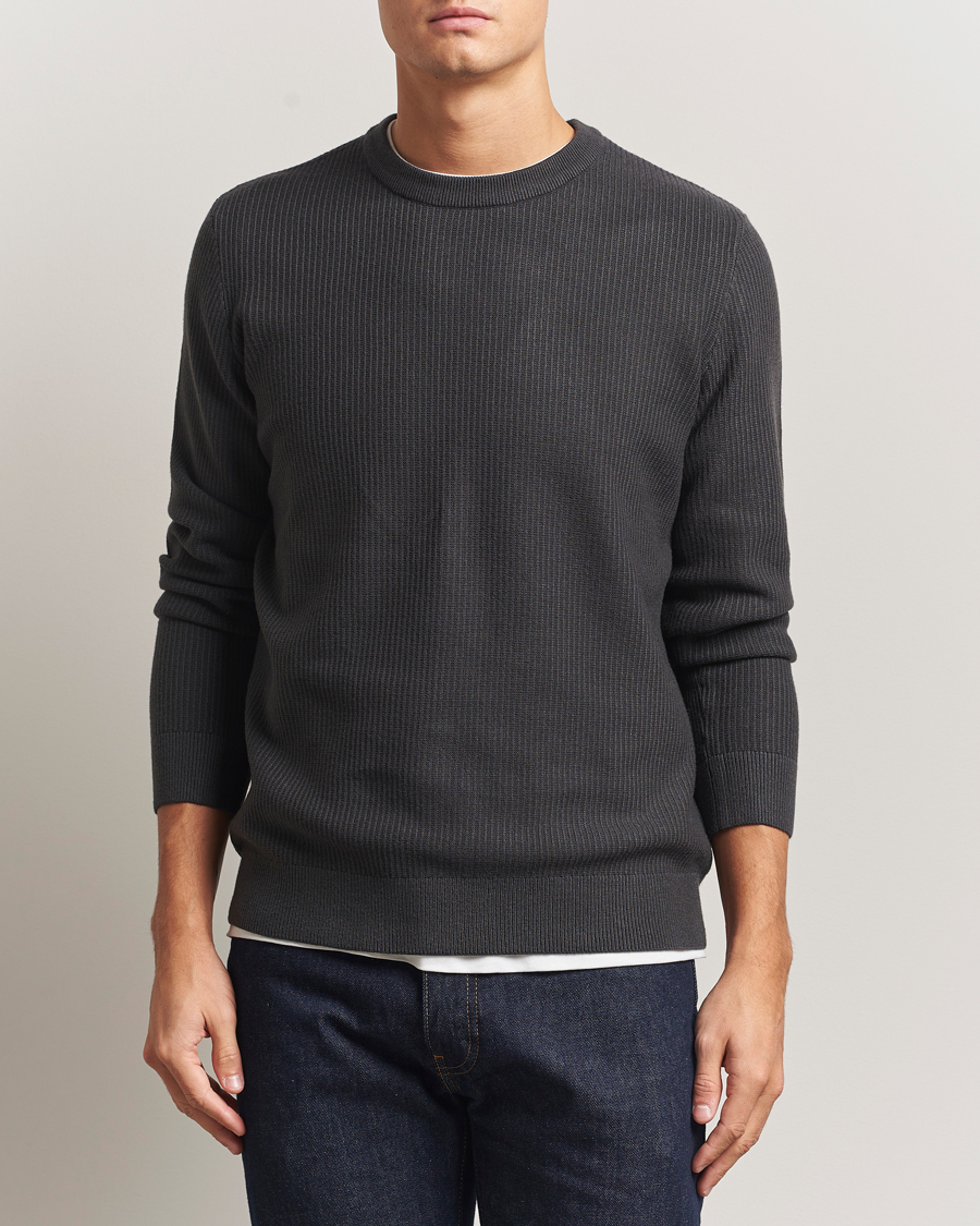 Hombres | Jerséis y prendas de punto | Samsøe Samsøe | Dem Structured Knitted Crew Neck Black Oyster