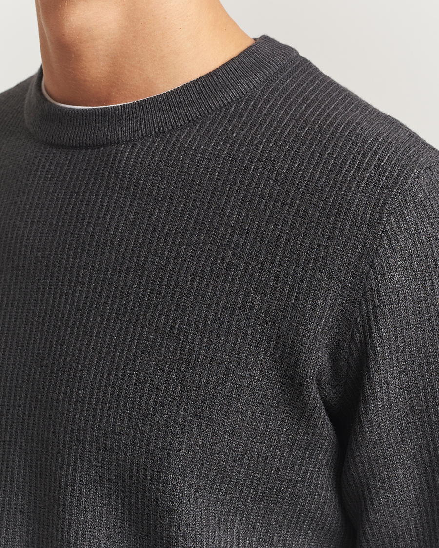 Hombres | Jerséis y prendas de punto | Samsøe Samsøe | Dem Structured Knitted Crew Neck Black Oyster