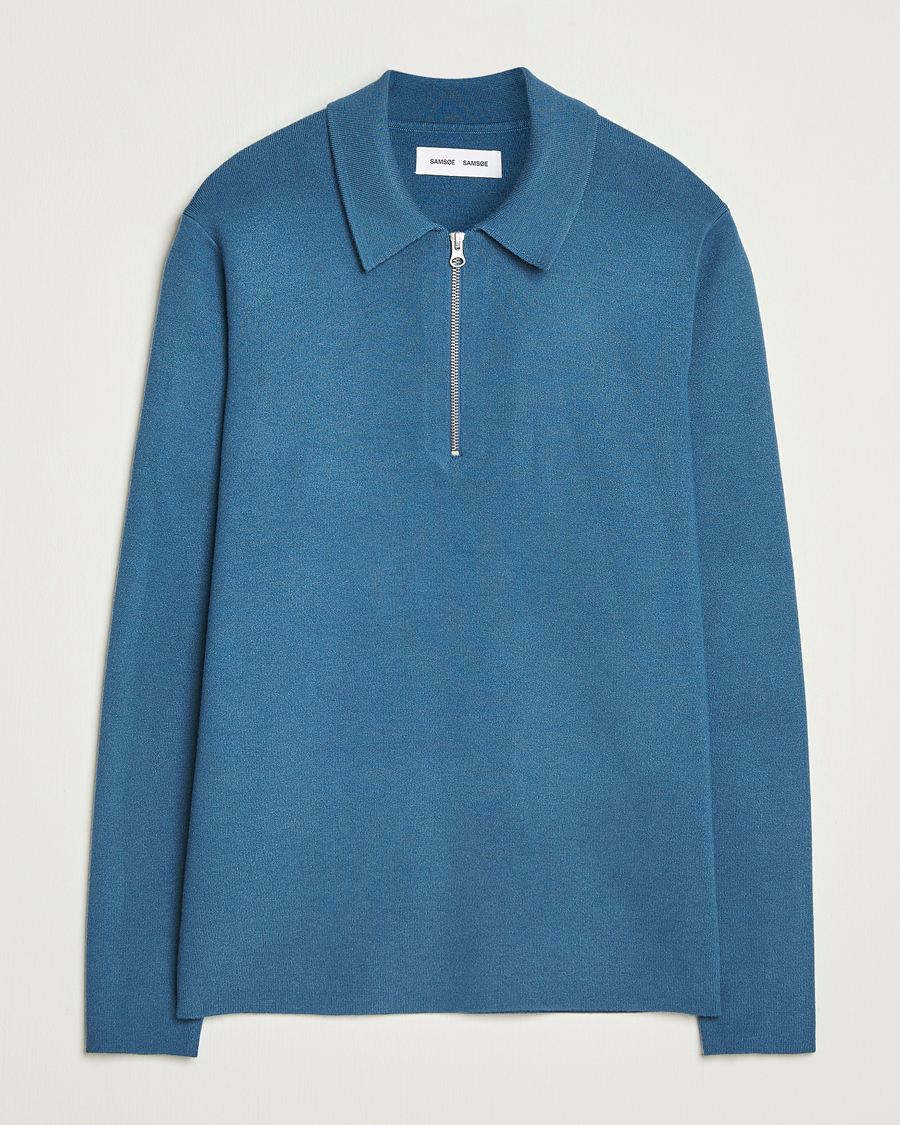 Hombres | Jerséis y prendas de punto | Samsøe Samsøe | Guna Half Zip Stellar Blue