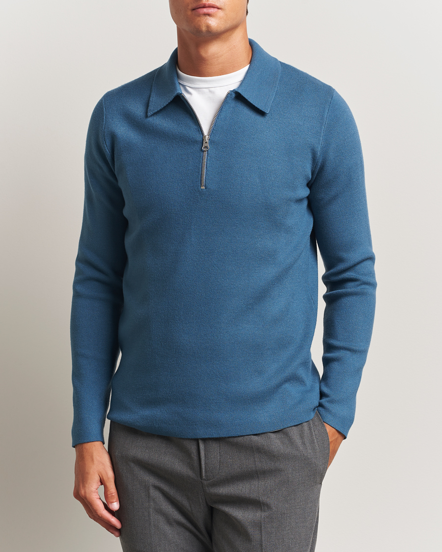 Hombres | Jerséis y prendas de punto | Samsøe Samsøe | Guna Half Zip Stellar Blue