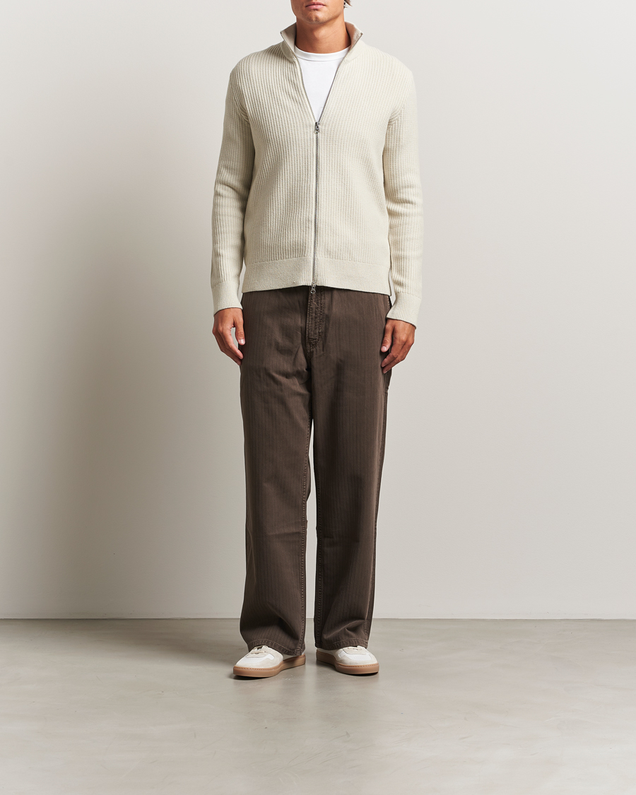 Hombres | Jerséis y prendas de punto | Samsøe Samsøe | Dem Structured Knitted Full Zip Silver Birch