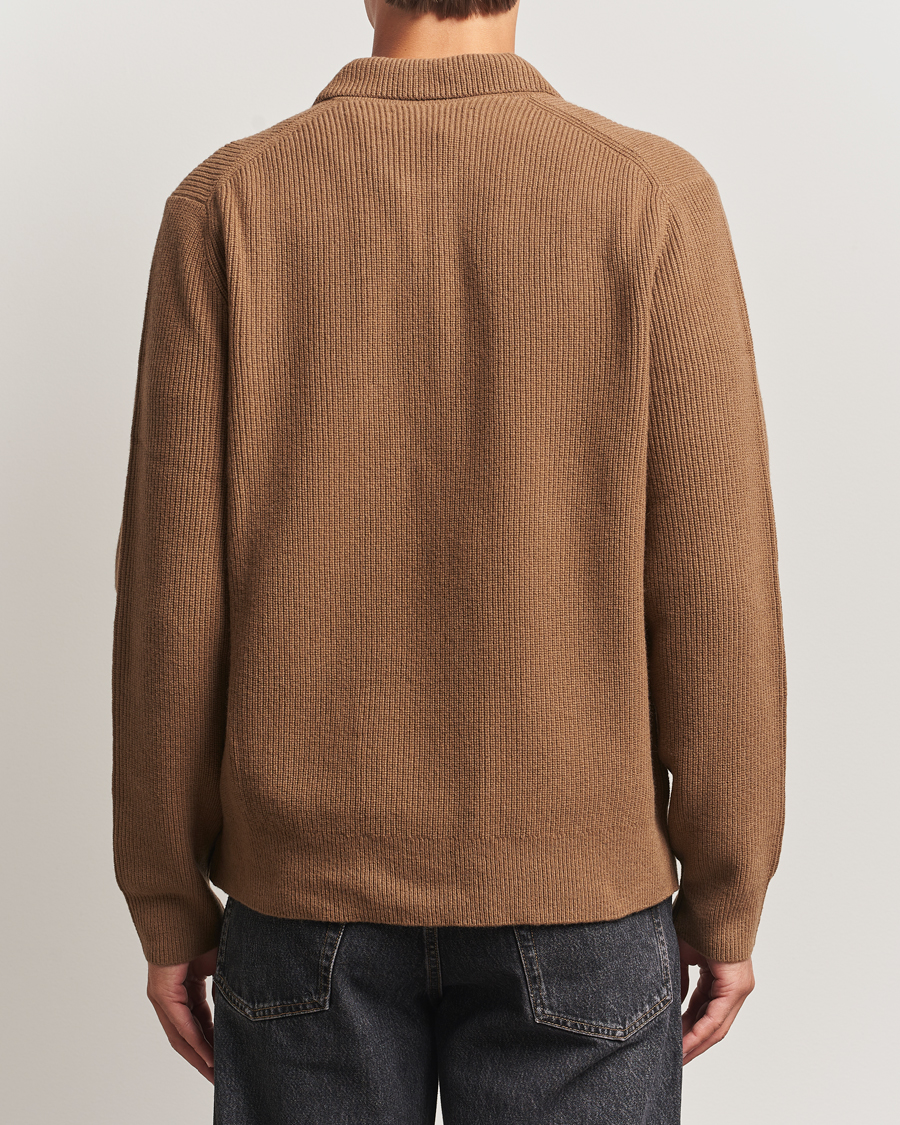 Hombres | Jerséis y prendas de punto | Samsøe Samsøe | Isak Knitted Half Zip Polo Otter Brown
