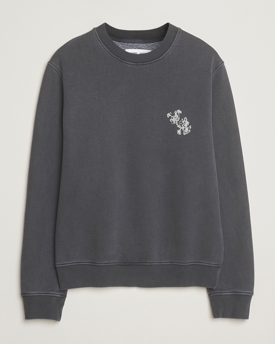 Hombres | Jerséis y prendas de punto | Samsøe Samsøe | Phil Printed Crew Neck Sweatshirt Washed Black