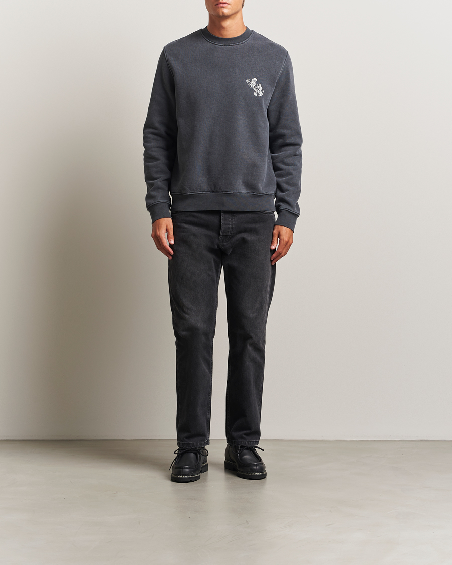 Hombres | Jerséis y prendas de punto | Samsøe Samsøe | Phil Printed Crew Neck Sweatshirt Washed Black