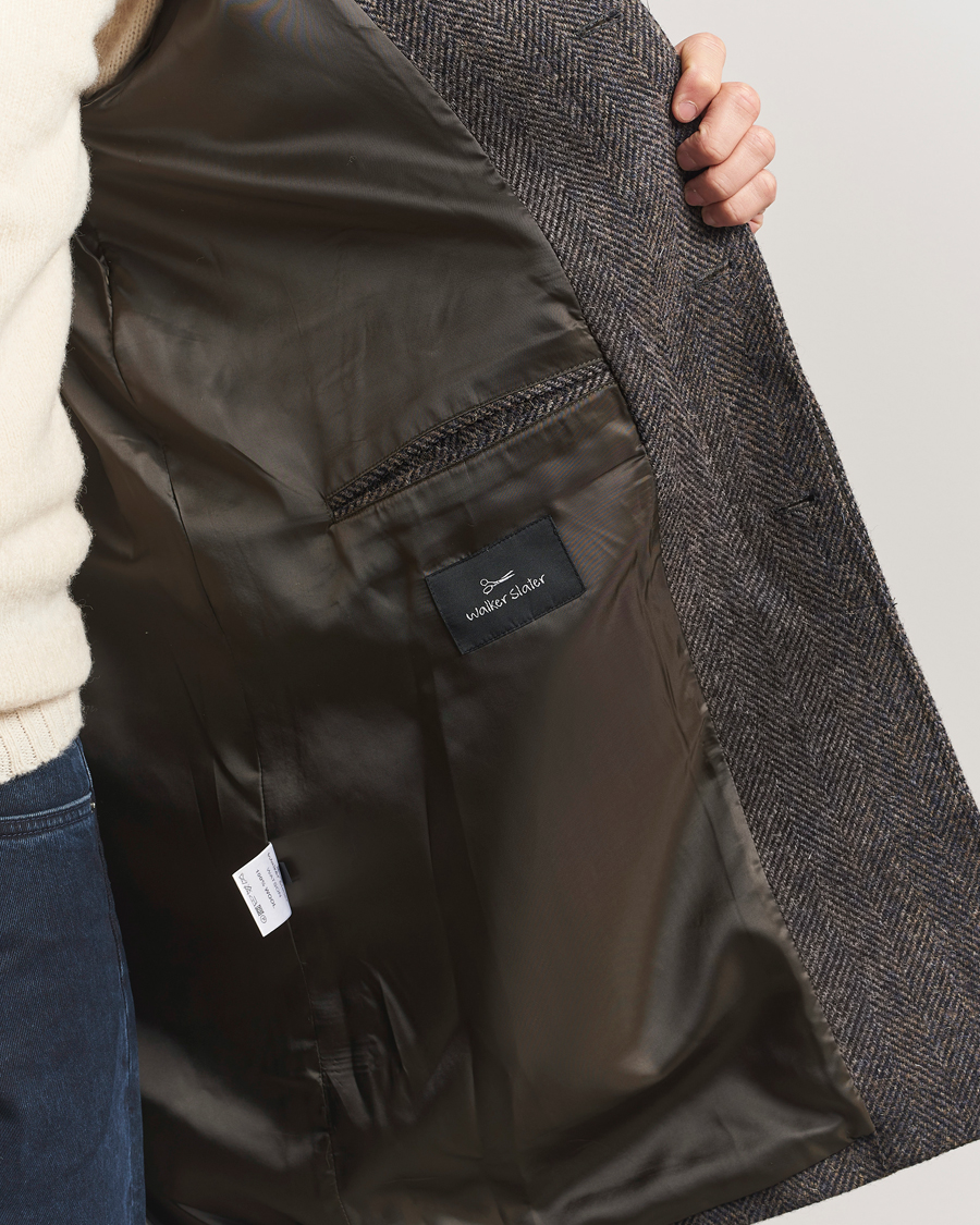 Hombres | Abrigos y chaquetas | Walker Slater | Watson Harris Tweed Herringbone Coat Dark Brown