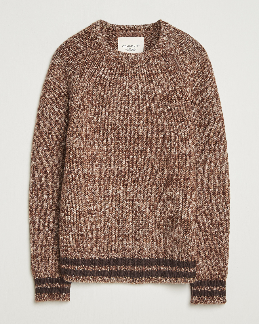 Hombres | Jerséis y prendas de punto | GANT 240 Mulberry Street | Wool Heavy Knitted Sweater Light Brown Melange