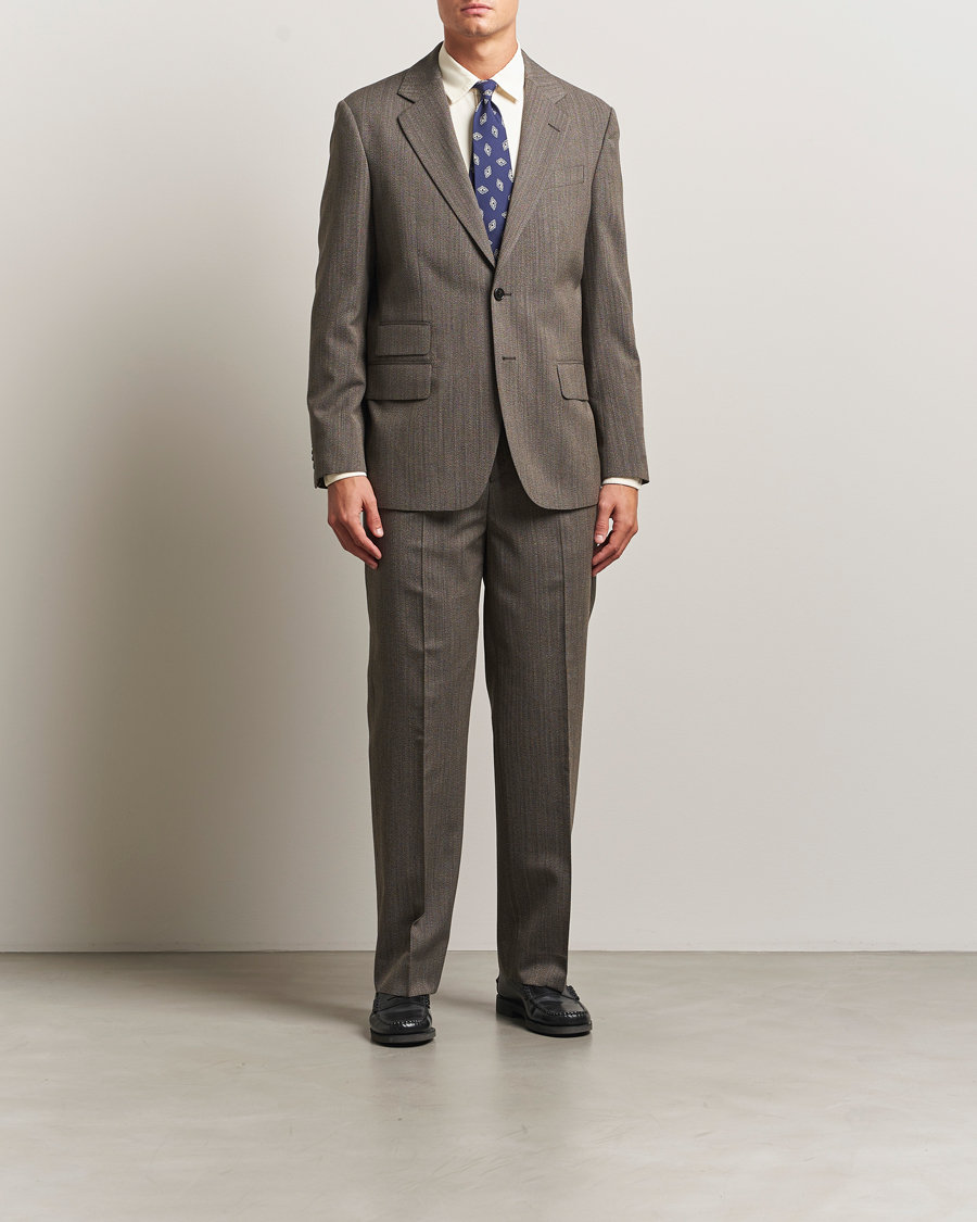 Hombres | Pantalones | GANT 240 Mulberry Street | Herringbone Suit Pants Deep Brown