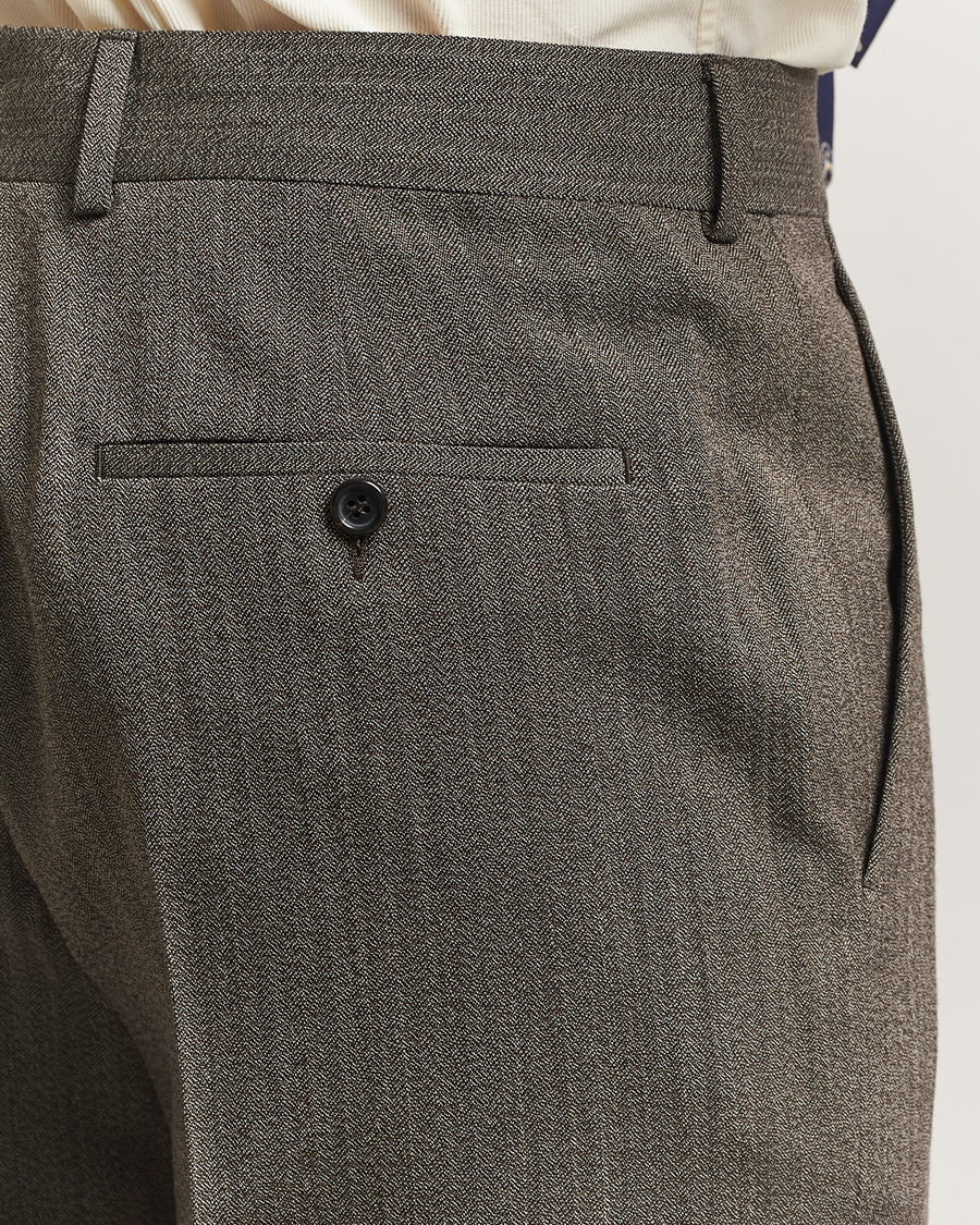 Hombres | Pantalones | GANT 240 Mulberry Street | Herringbone Suit Pants Deep Brown