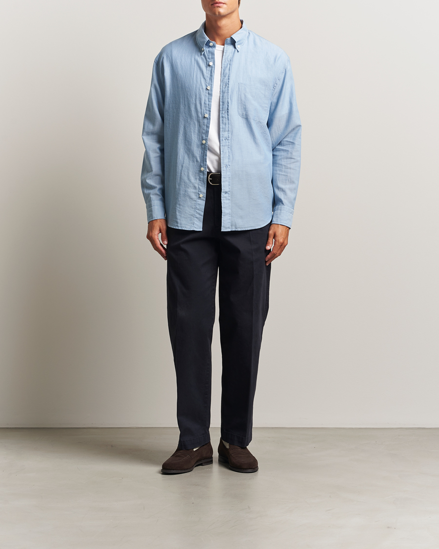 Hombres | Camisas | GANT 240 Mulberry Street | Relaxed Fit Chambray Shirt Light Indigo