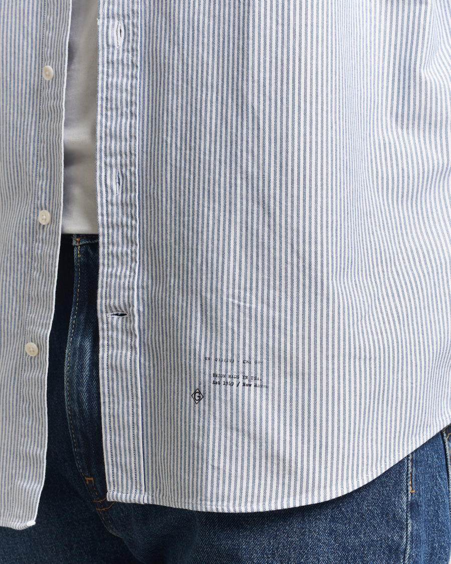 Hombres | Camisas | GANT 240 Mulberry Street | Relaxed Fit US Striped Oxford Shirt Blue Water