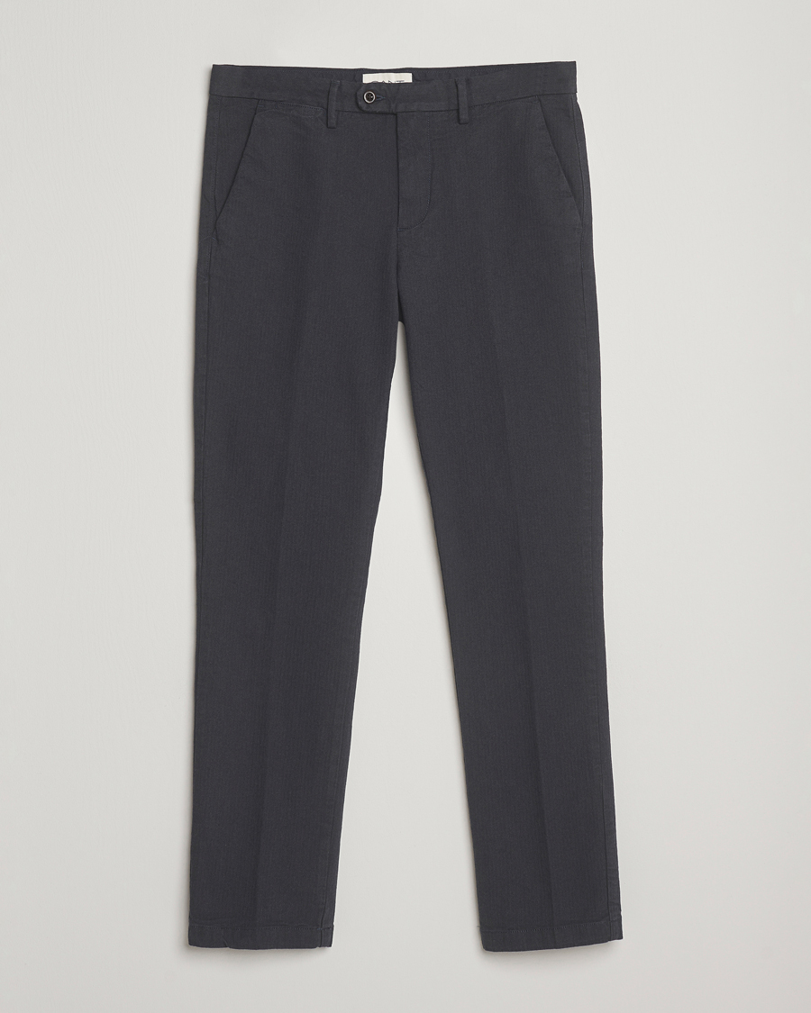 Hombres | Pantalones | Gant | Slim Fit Cotton Herringbone Trousers Antracite