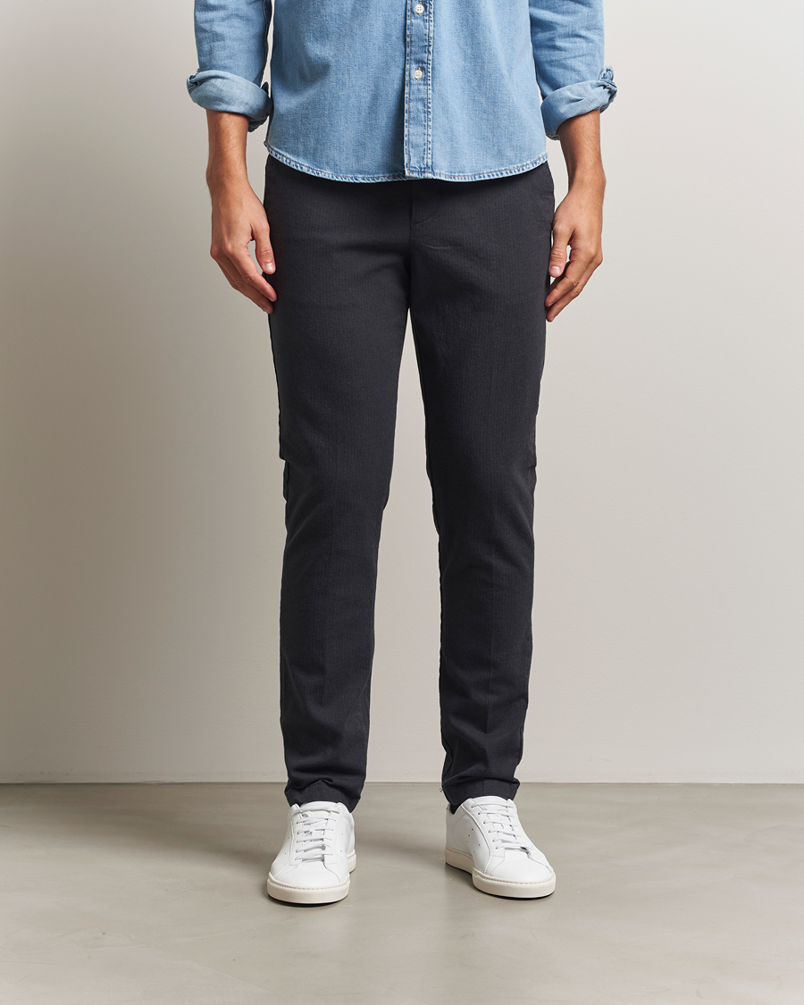 Hombres | Pantalones | Gant | Slim Fit Cotton Herringbone Trousers Antracite