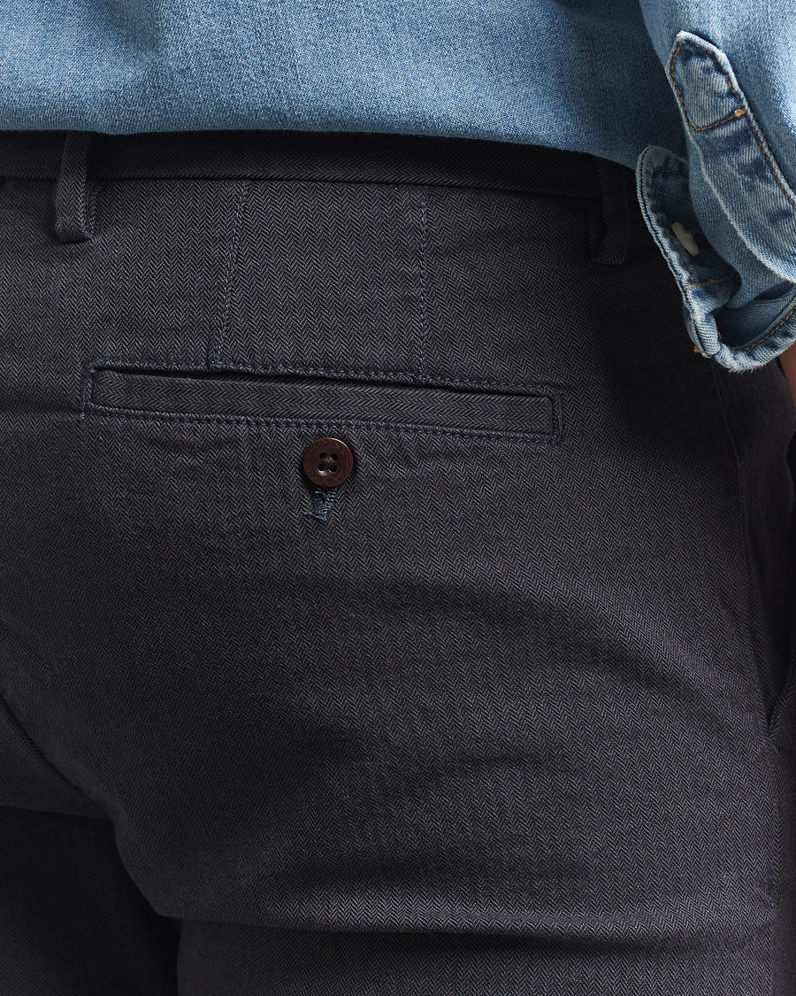 Hombres | Pantalones | Gant | Slim Fit Cotton Herringbone Trousers Antracite