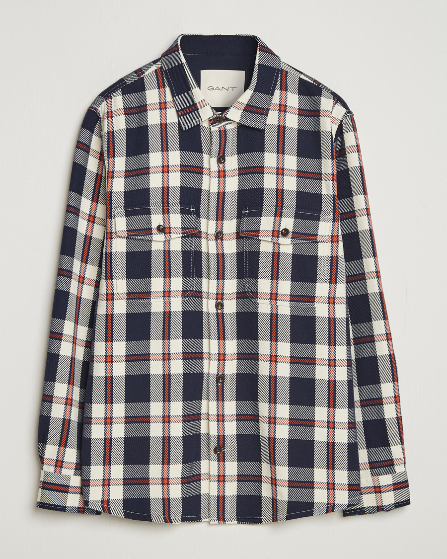 Hombres | Camisas | Gant | Heavy Twill Checked Overshirt Evening Blue