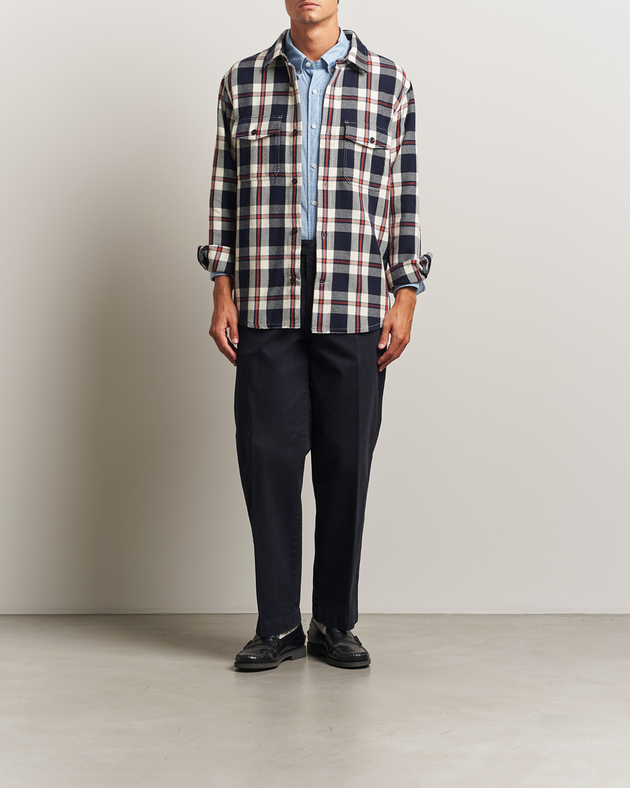 Hombres | Camisas | Gant | Heavy Twill Checked Overshirt Evening Blue
