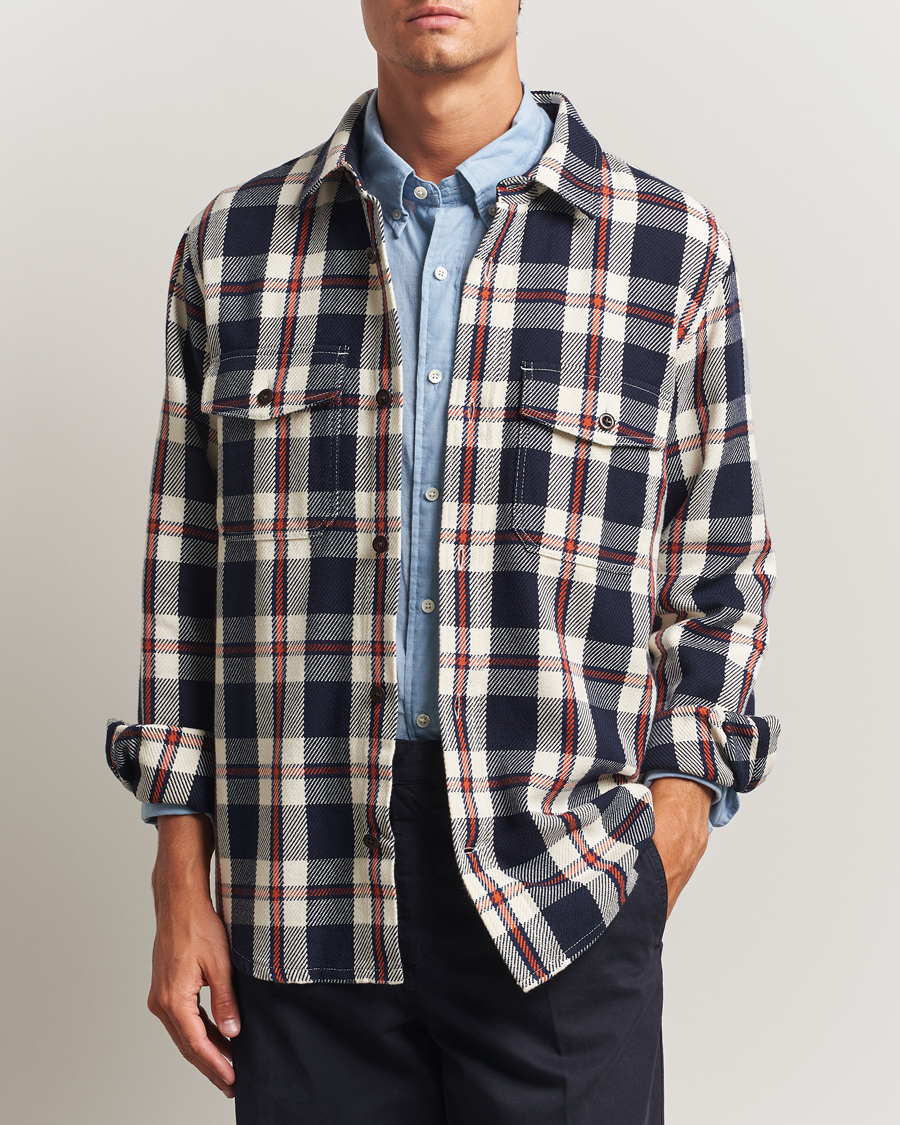 Hombres | Camisas | Gant | Heavy Twill Checked Overshirt Evening Blue
