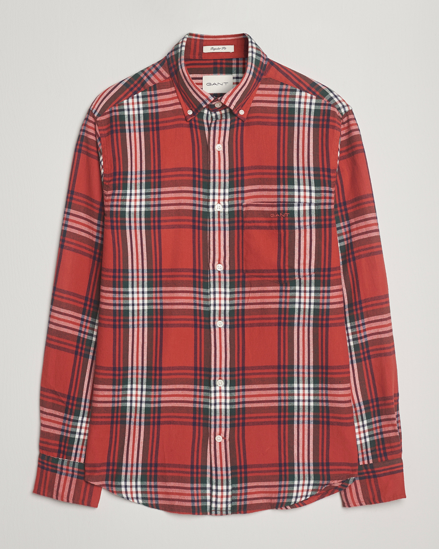 Hombres | Camisas | Gant | Regular Fit Checked Flannel Shirt Modern Rust