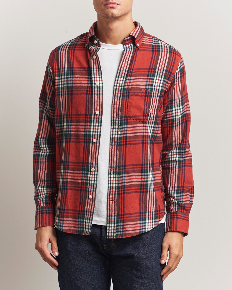 Hombres | Camisas | Gant | Regular Fit Checked Flannel Shirt Modern Rust
