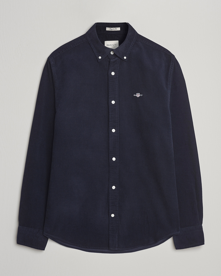 Hombres | Camisas | Gant | Regular Fit Corduroy Shirt Evening Blue