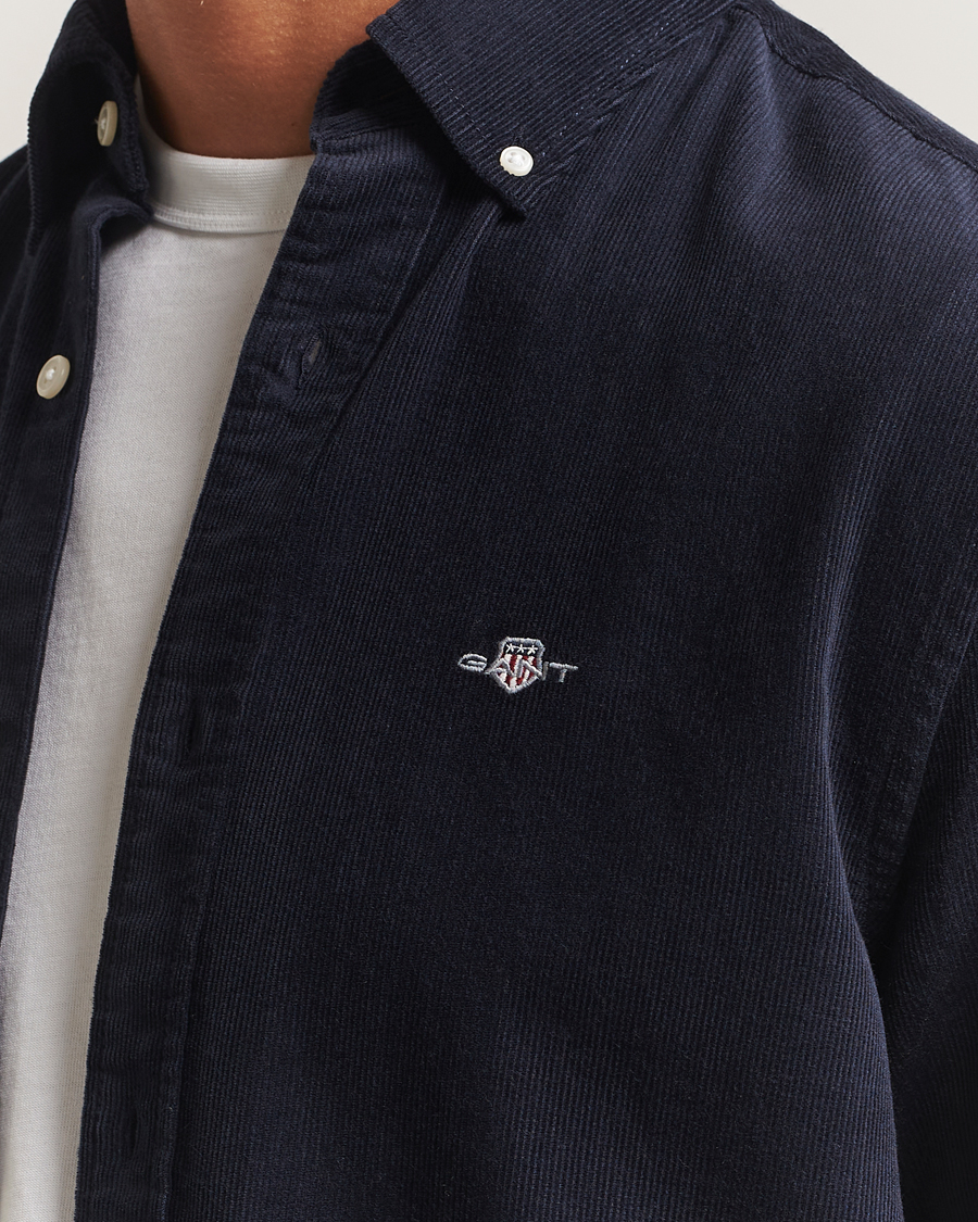 Hombres | Camisas | Gant | Regular Fit Corduroy Shirt Evening Blue