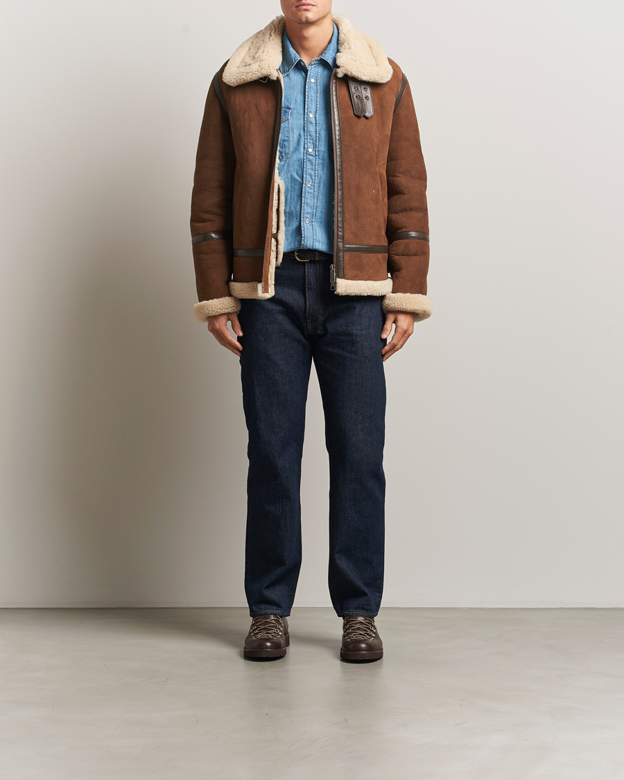 Hombres | Abrigos y chaquetas | Gant | Suede Shearling Jacket Mahogany Brown