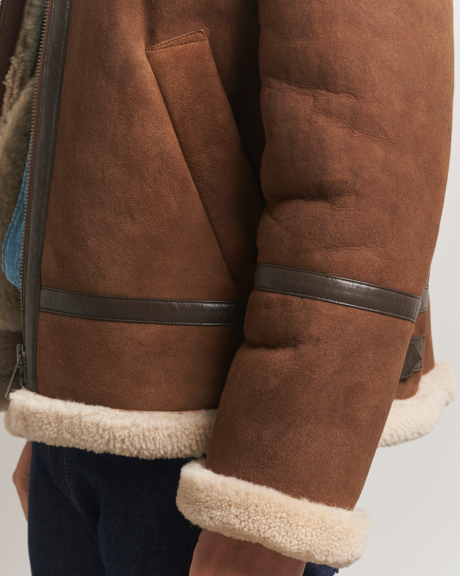 Hombres | Abrigos y chaquetas | Gant | Suede Shearling Jacket Mahogany Brown