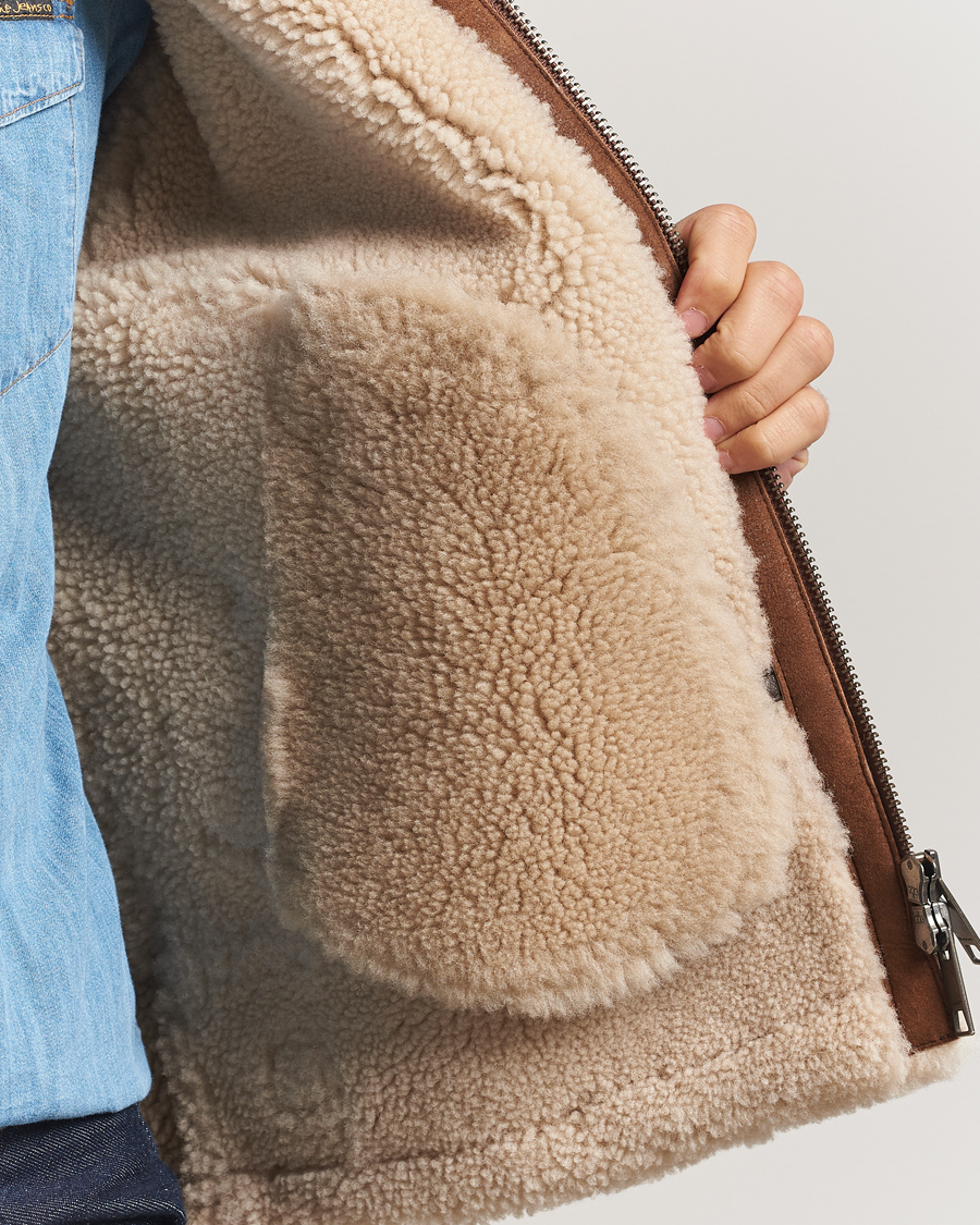 Hombres | Abrigos y chaquetas | Gant | Suede Shearling Jacket Mahogany Brown