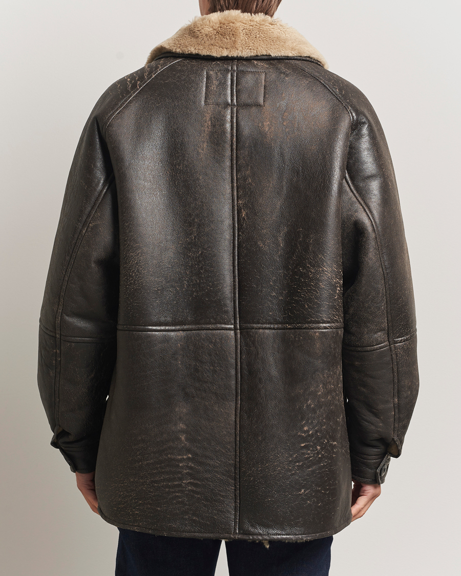 Hombres | Abrigos y chaquetas | GANT | Worn In Leather Shearling Jacket Deep Brown