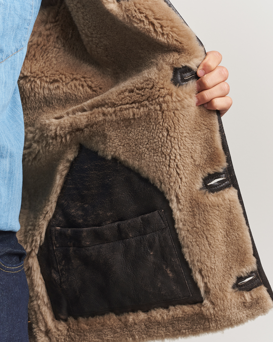 Hombres | Abrigos y chaquetas | GANT | Worn In Leather Shearling Jacket Deep Brown