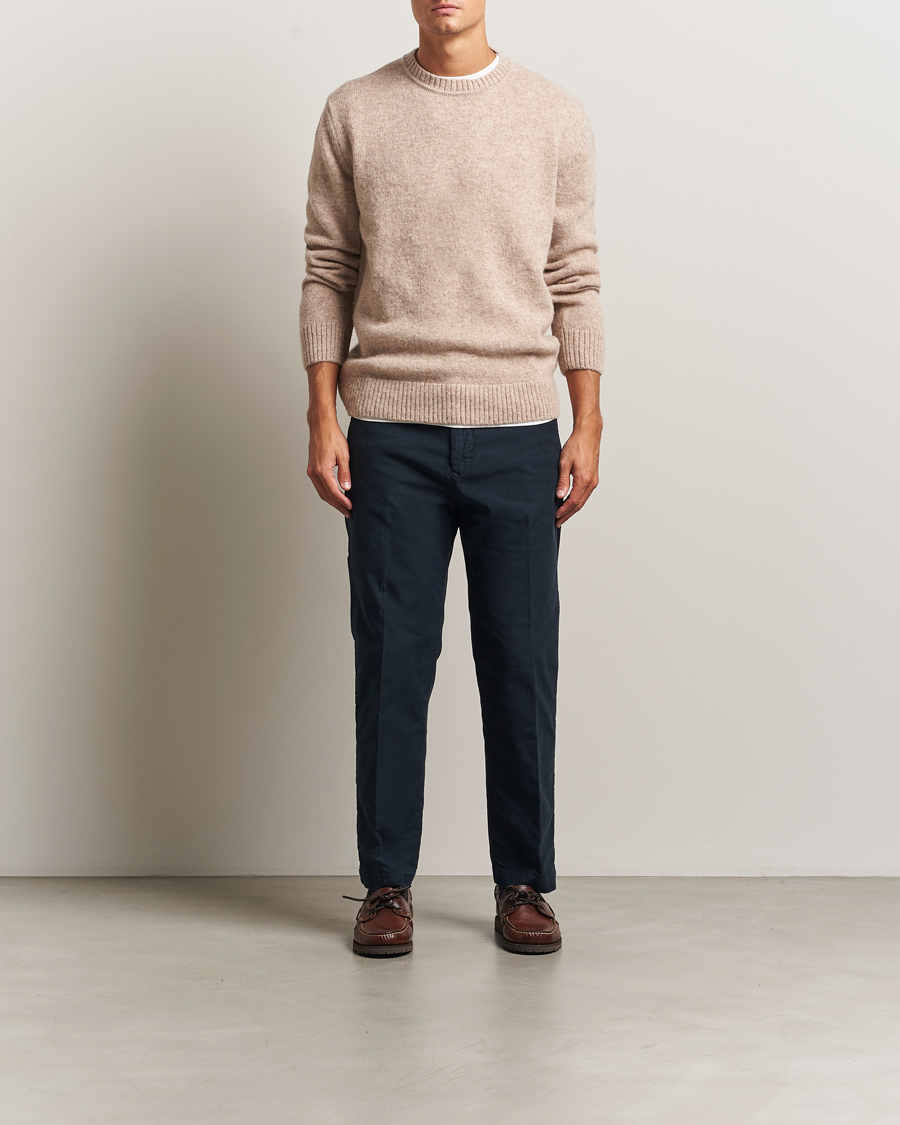 Hombres | Jerséis y prendas de punto | Gant | Scottish Wool Knitted Crew Neck Sweater Khaki Melange
