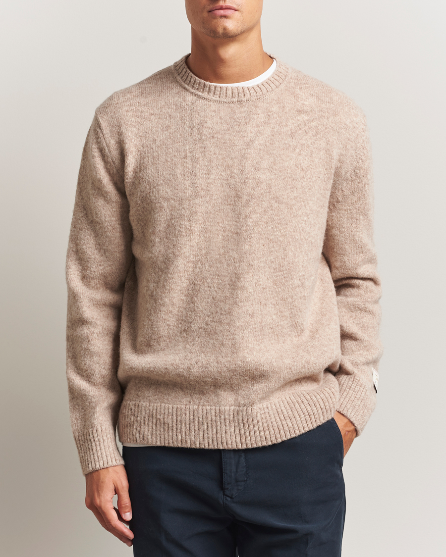 Hombres | Jerséis y prendas de punto | Gant | Scottish Wool Knitted Crew Neck Sweater Khaki Melange