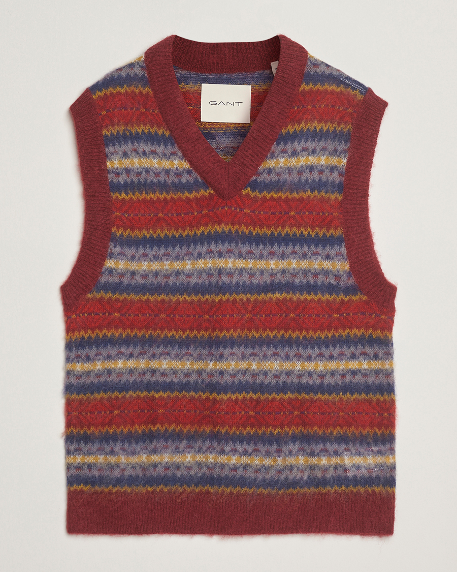 Hombres | Jerséis y prendas de punto | GANT | Brushed Fair Isle Vest Plumped Red