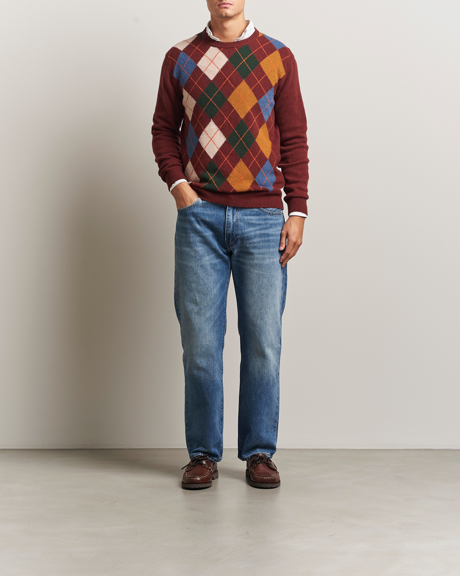 Hombres | Jerséis y prendas de punto | Gant | Lambswool Argyle Knitted Crew Neck Winter Wine