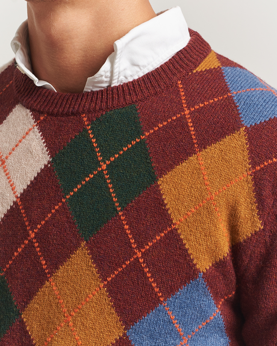 Hombres | Jerséis y prendas de punto | Gant | Lambswool Argyle Knitted Crew Neck Winter Wine