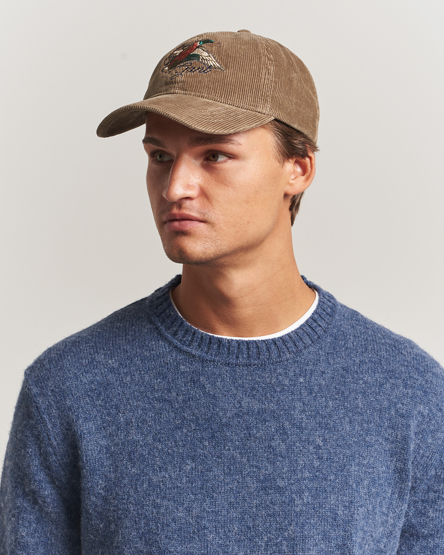 Hombres | GANT Graphic Embroidered Washed Cord Cap Taupe Beige | GANT | Graphic Embroidered Washed Cord Cap Taupe Beige