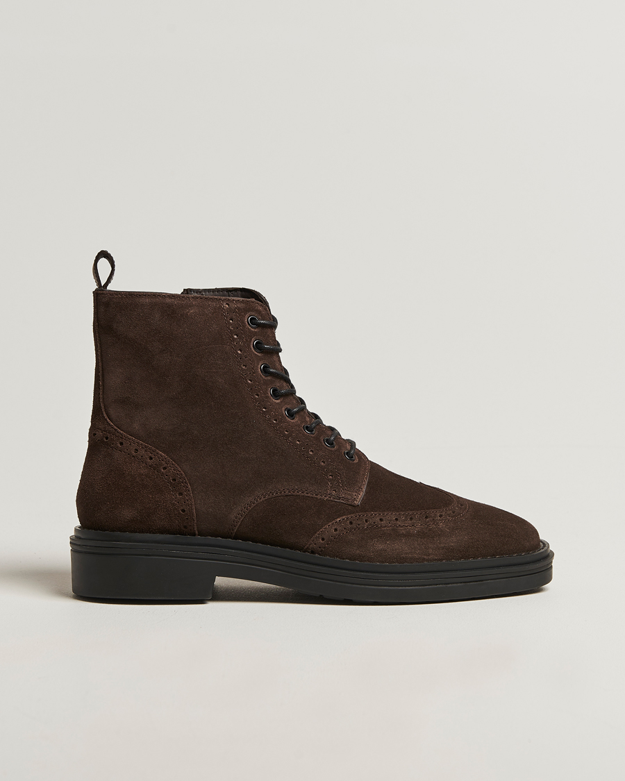 Hombres | Botas | Gant | Boggar Suede Brouge Boot Espresso Brown