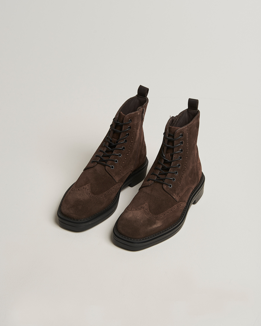 Hombres | Botas | Gant | Boggar Suede Brouge Boot Espresso Brown