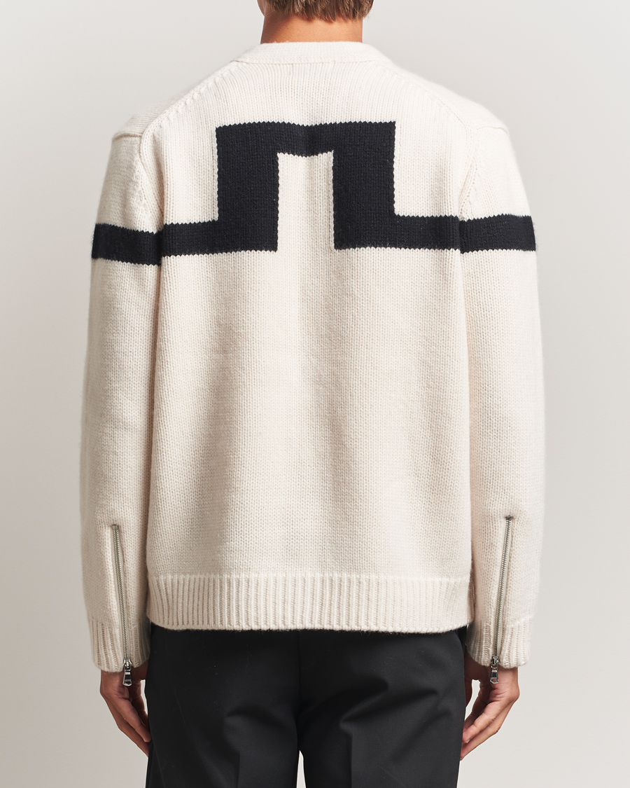 Hombres | Jerséis y prendas de punto | J.Lindeberg | Kessler Biker Wool Full Zip Moonbeam