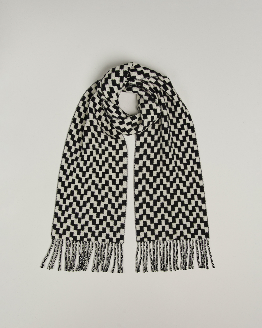 Hombres | Bufandas | J.Lindeberg | Jared Stacked Bridge Wool Scarf Black/White