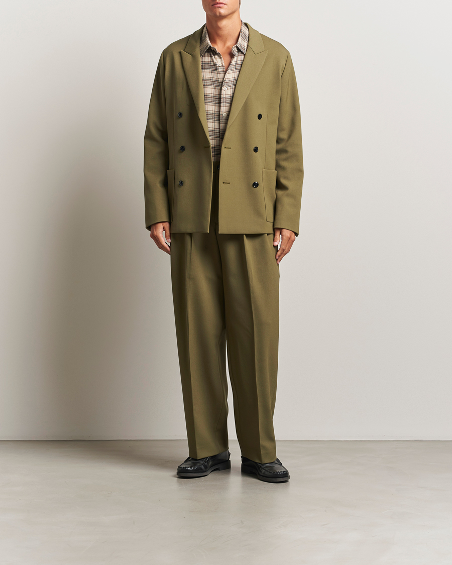 Hombres | Pantalones | NN07 | Justin Double Pleated Suit Trousers Firene Green