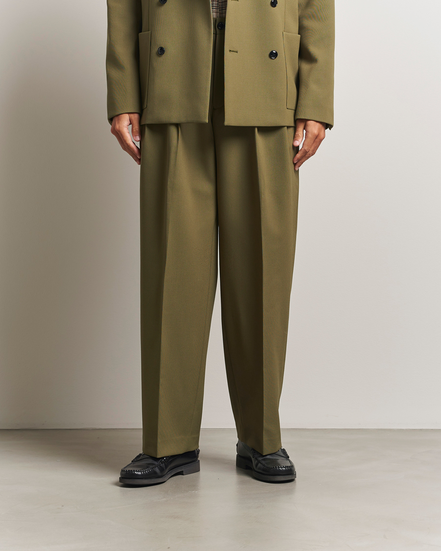 Hombres | Pantalones | NN07 | Justin Double Pleated Suit Trousers Firene Green