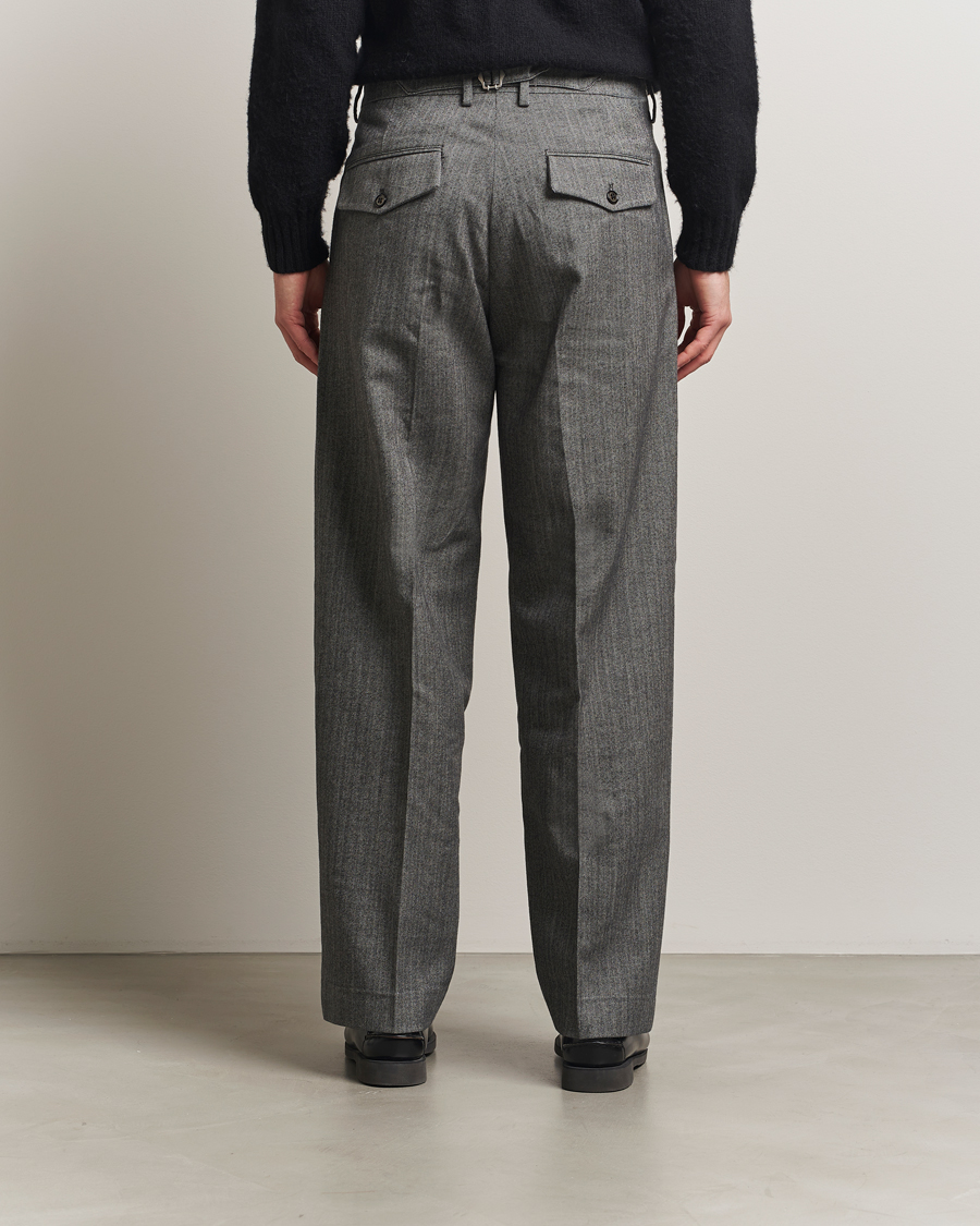 Hombres | Pantalones | NN07 | Justin Double Pleated Herringbone Trousers Grey