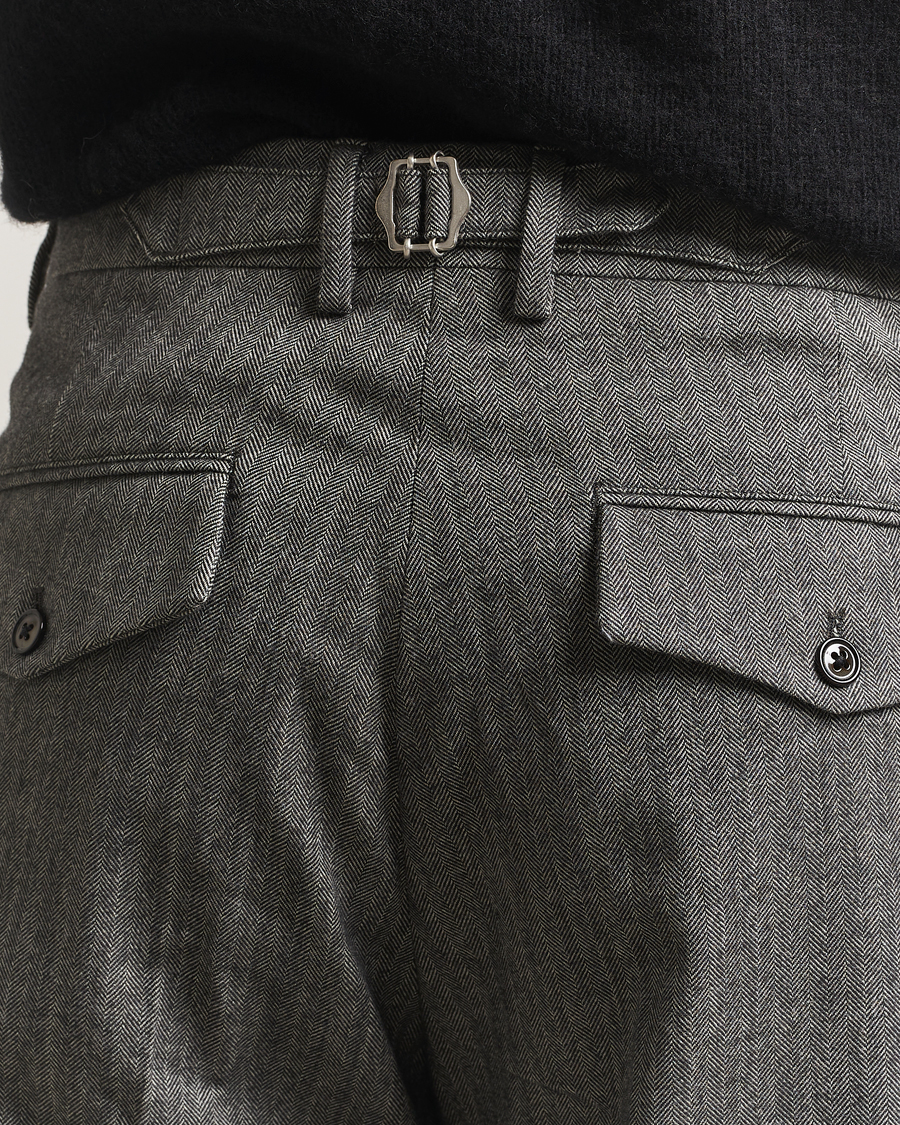 Hombres | Pantalones | NN07 | Justin Double Pleated Herringbone Trousers Grey